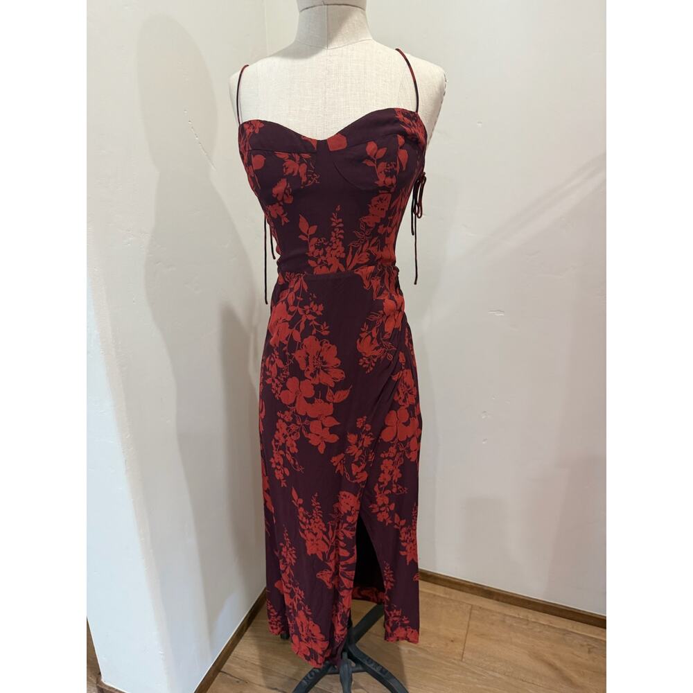 Reformation Kourtney Women's 8 Floral Spring Summer Viscose Midi Red Orange